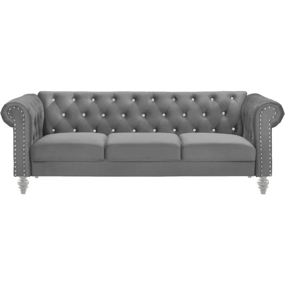 Glam Velvet Button Tufted Chesterfield Sofa