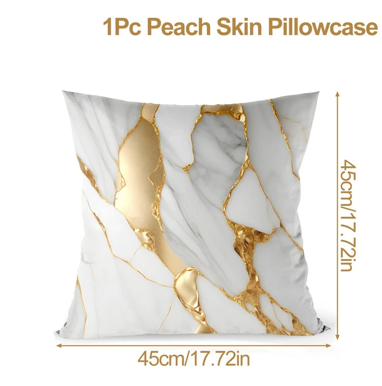 White & Gold Navy & Gold Marble Accent Pillow Cover - 40909765574722