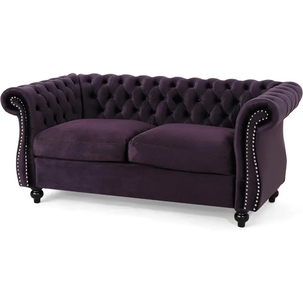 Button Tufted Velvet Chesterfield Loveseat