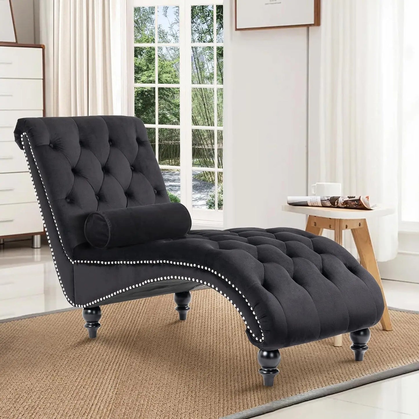 Tufted Velvet Chaise Lounge