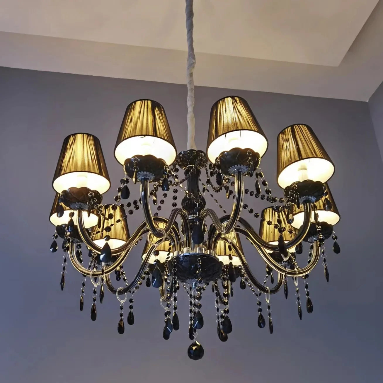 Modern Black Crystal Chandelier