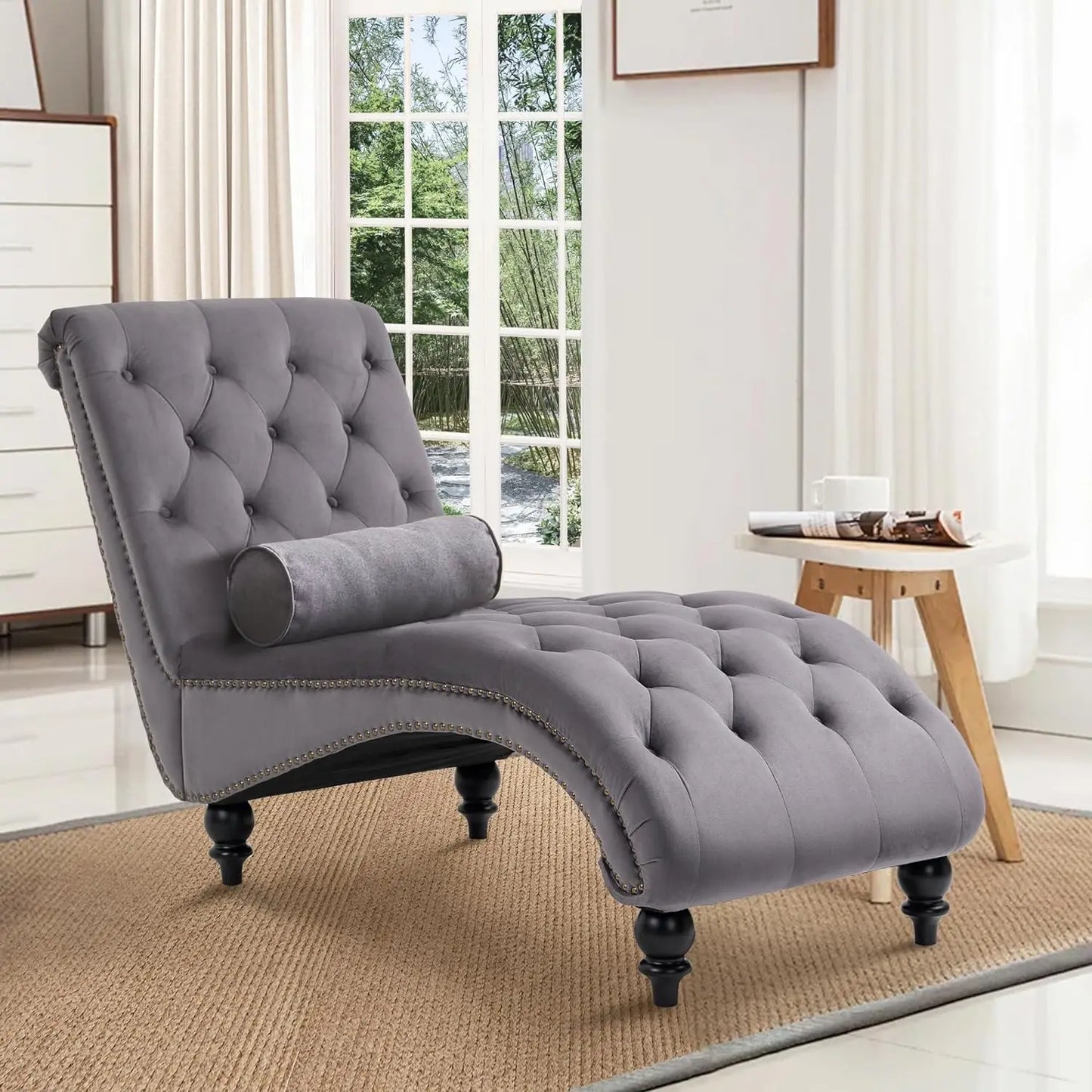 Tufted Velvet Chaise Lounge