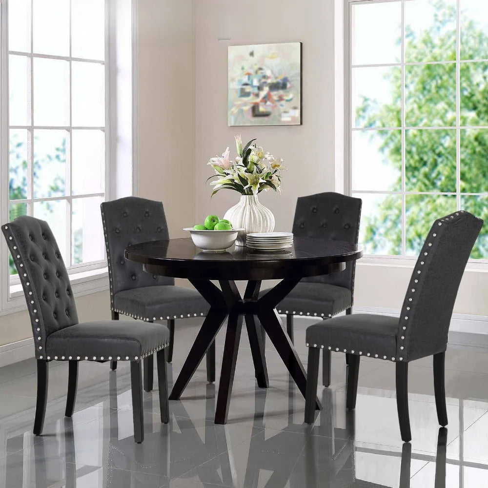 Faux Leather Dining Chairs - Set of 4