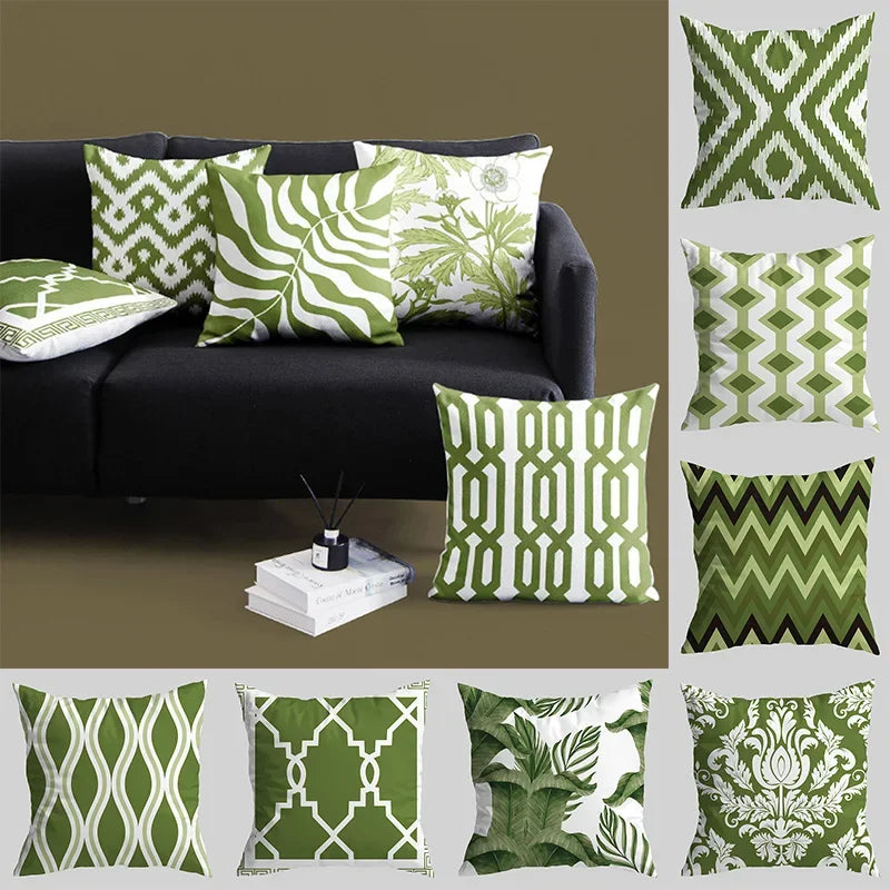 Green Nordic Style Throw Pillowcases