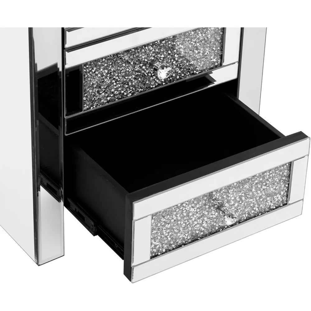 LED Crystal Mirrored Nightstand