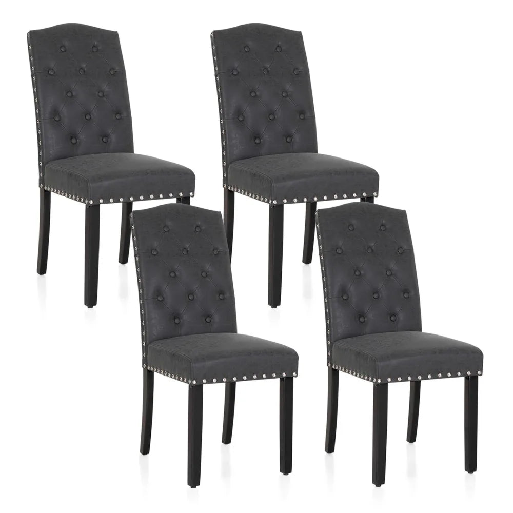 Charcoal Faux Leather Dining Chairs - Set of 4 40909466730562