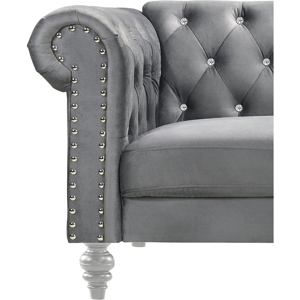 Glam Velvet Button Tufted Chesterfield Sofa