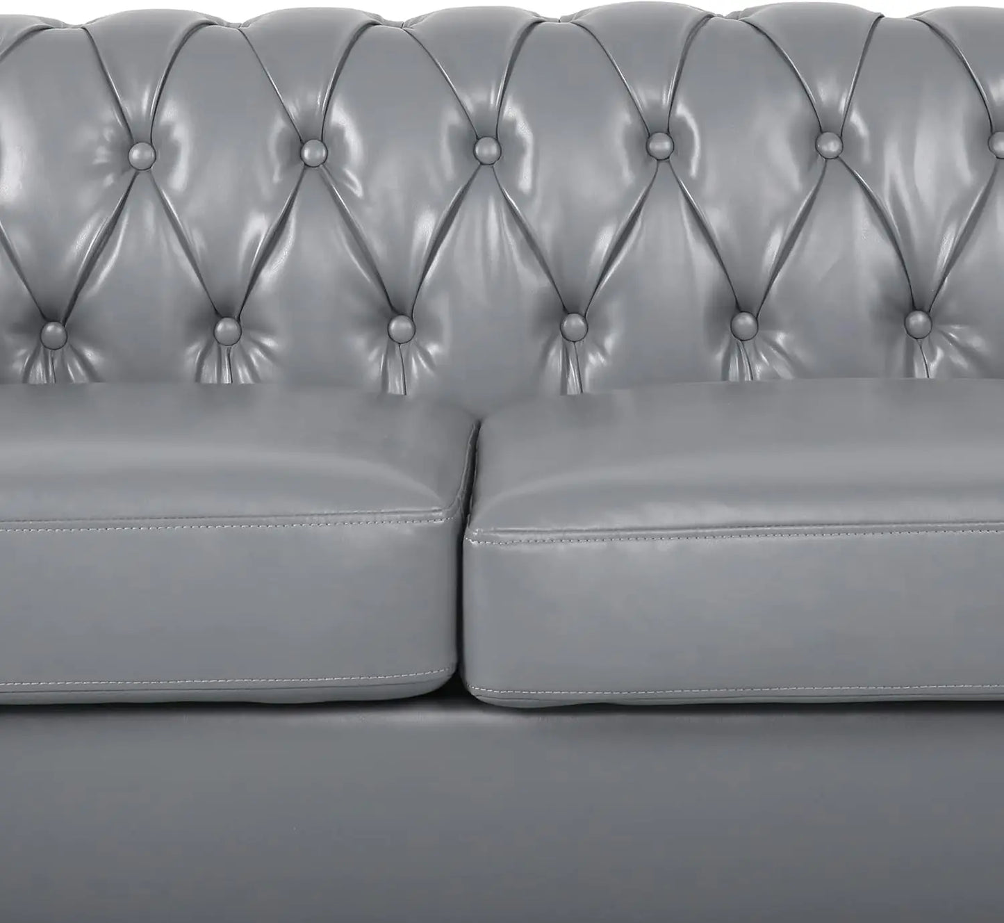 Grey PU Leather Chesterfield Sofa Set