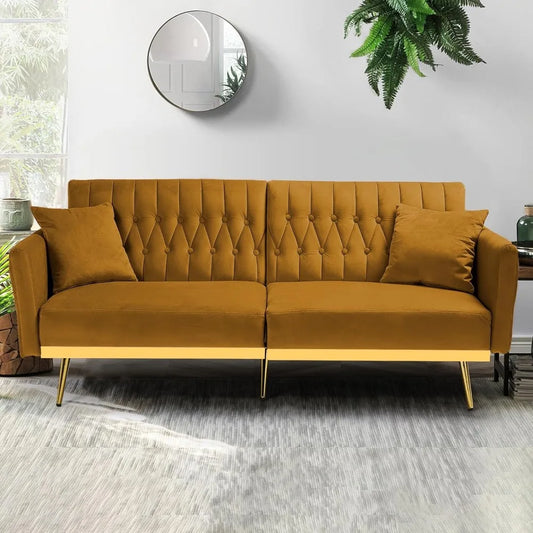 Ginger Adjustable Velvet Futon Sofa