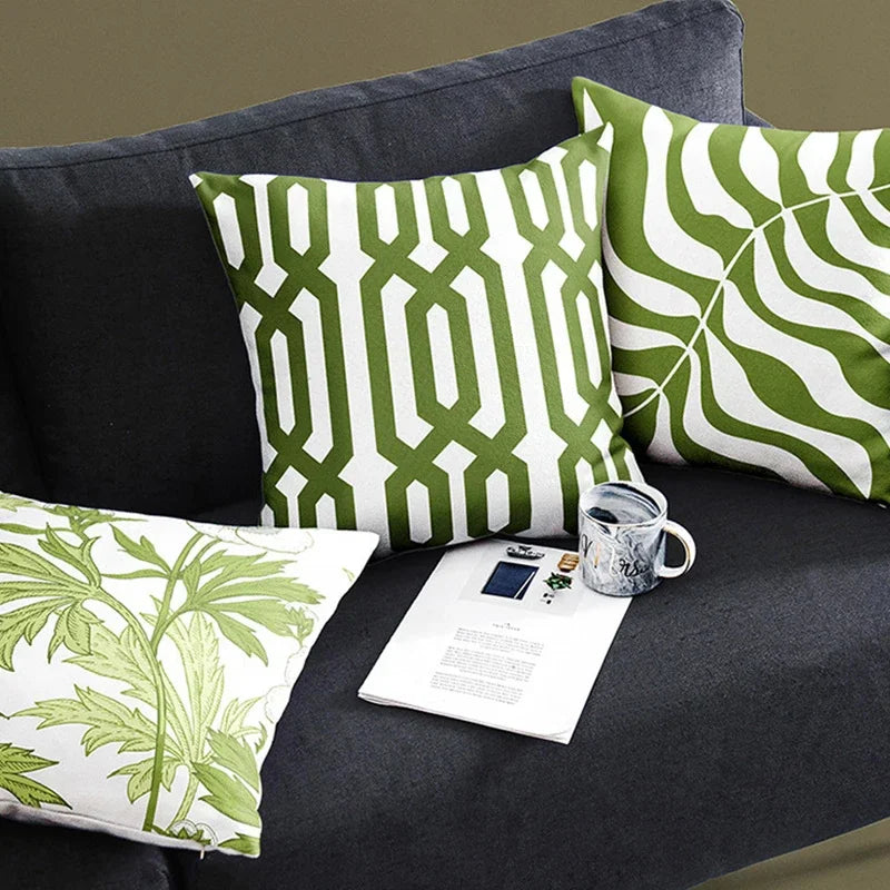 Green Nordic Style Throw Pillowcases