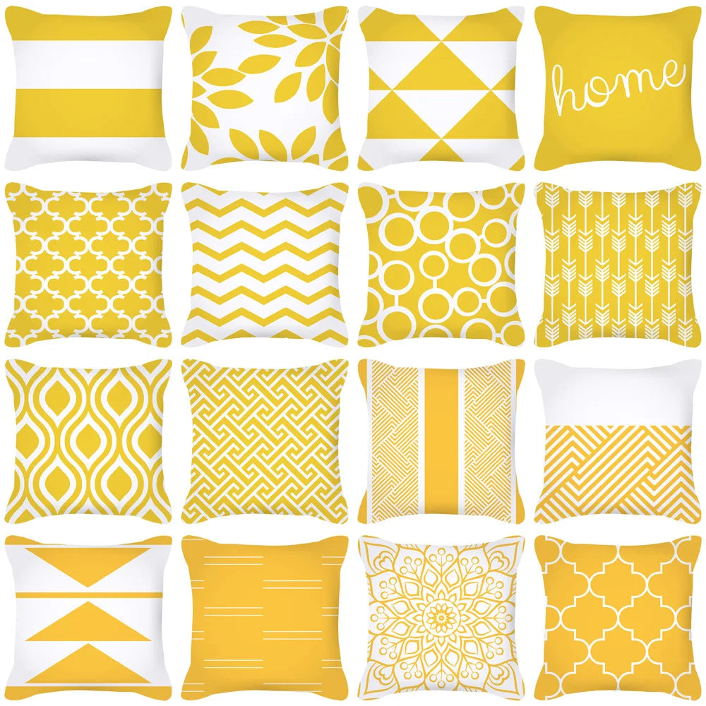 Yellow & White Geo Throw Pillow Covers