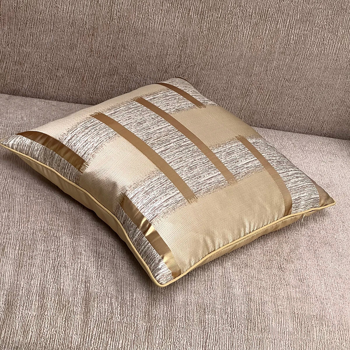 Gold Stripe Accent Pillowcase