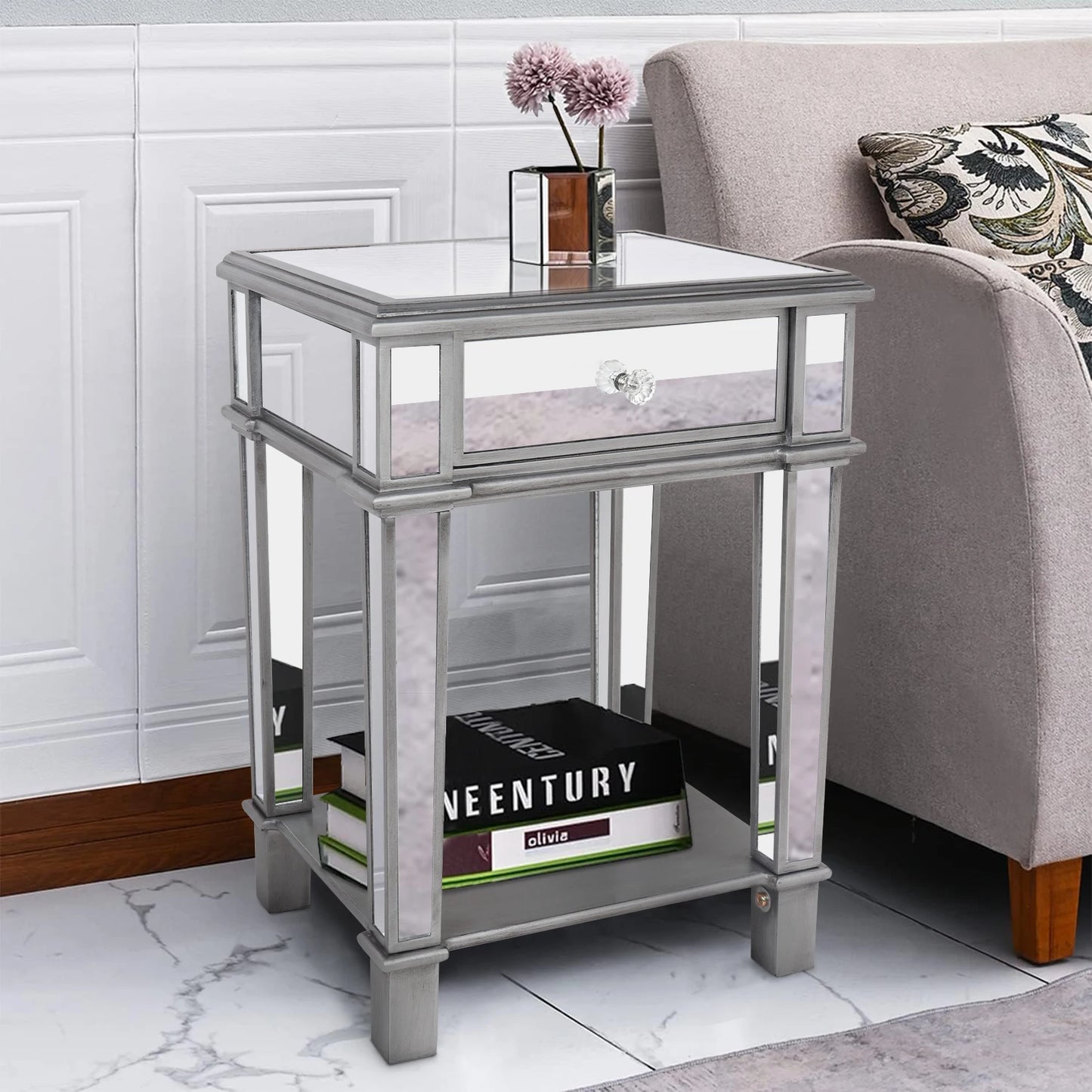 Silver Mirrored Accent Tables