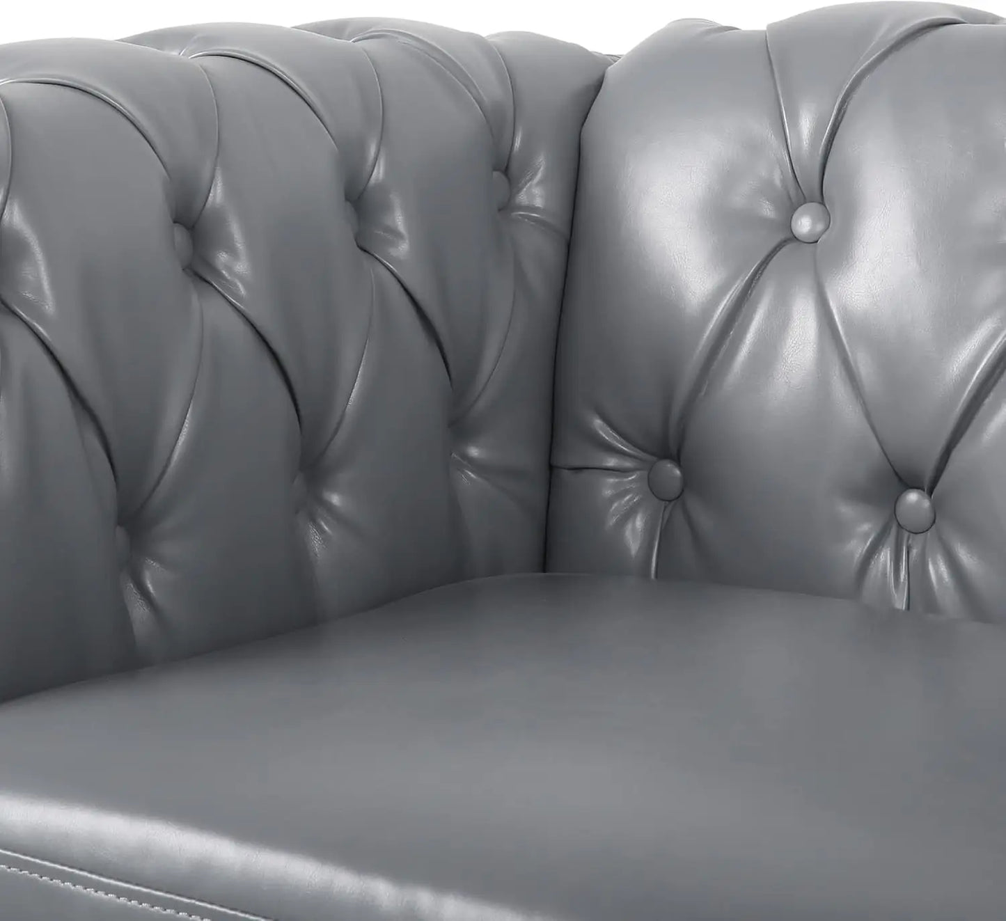 Grey PU Leather Chesterfield Sofa Set