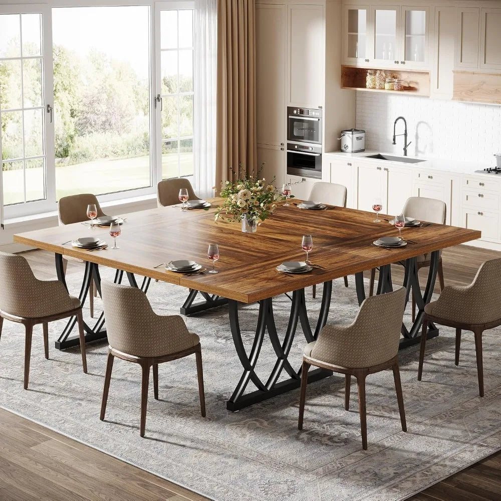 Heavy Duty Wood & Metal Frame Dining Table