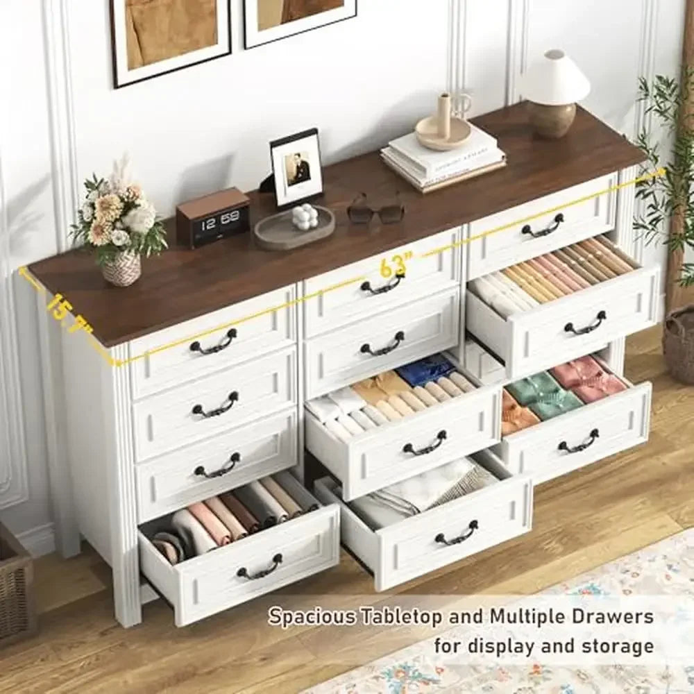 White Farmhouse 12-Drawer Dresser