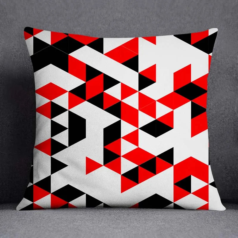 Red & Black Geometric Pillow Cover