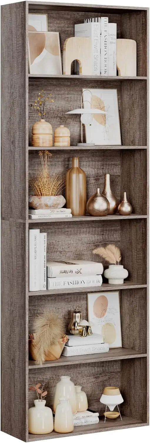 Light Wood 6 Shelf Bookcase - 40871676805186