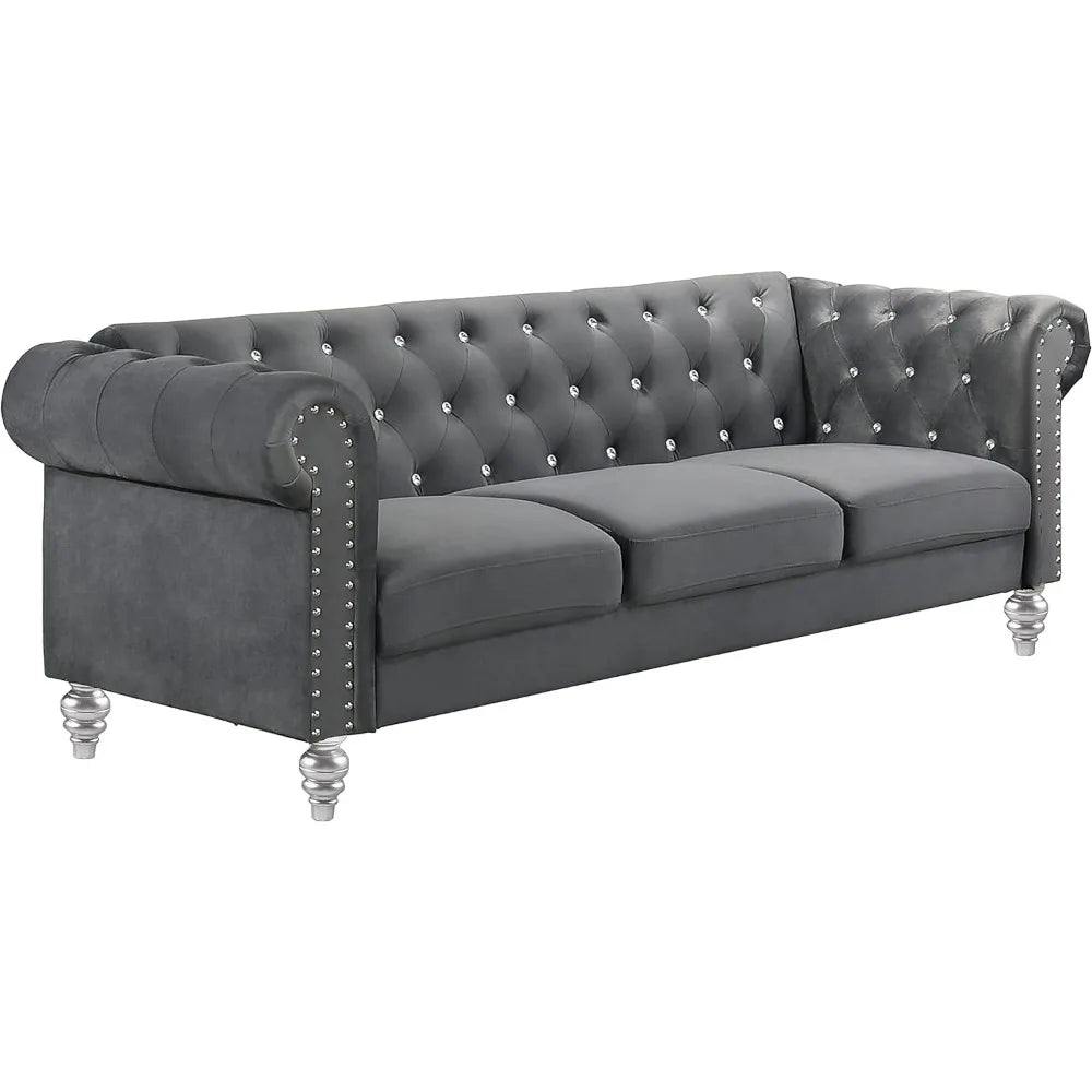 Glam Velvet Button Tufted Chesterfield Sofa