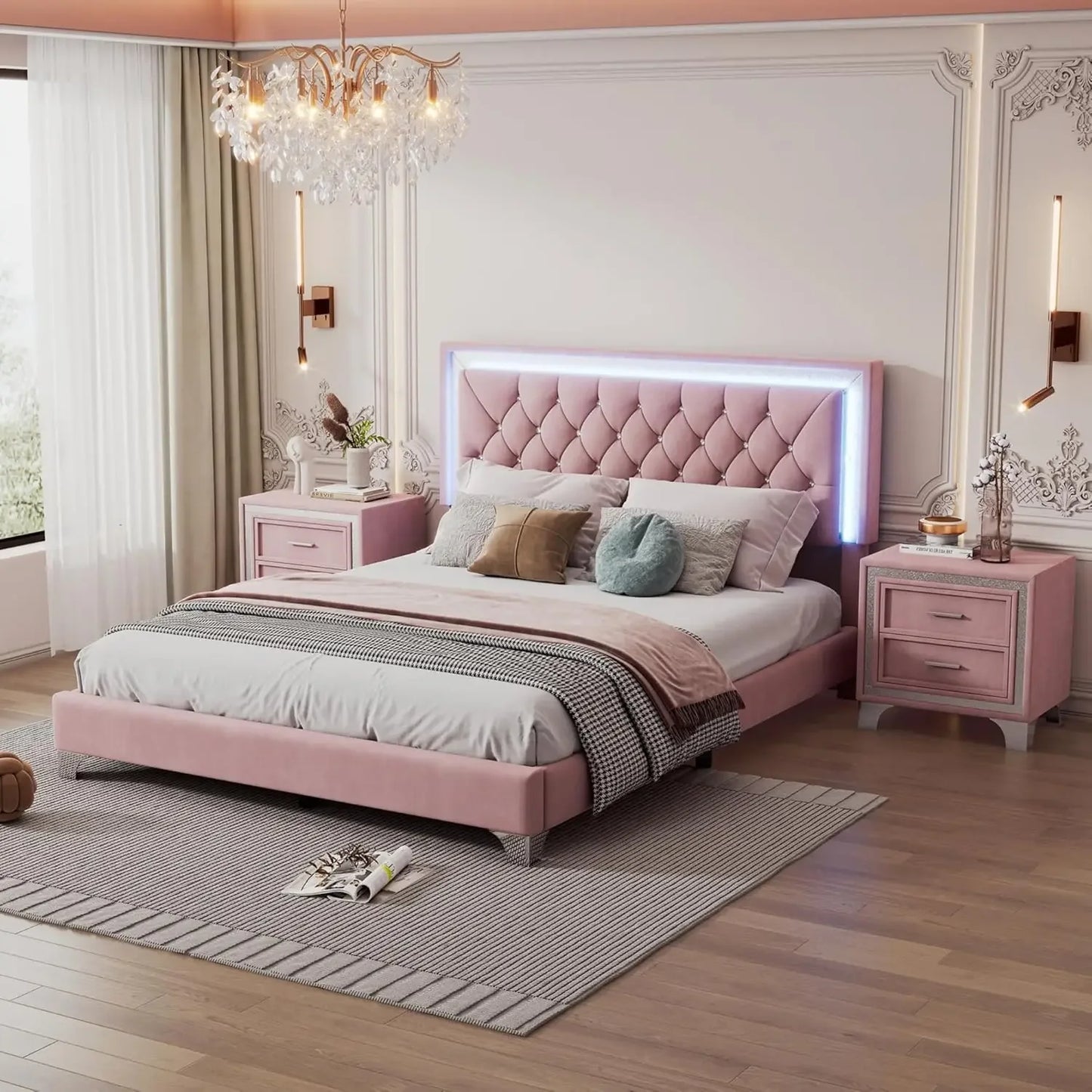 Pink 3-Piece Queen Size Bedroom Set