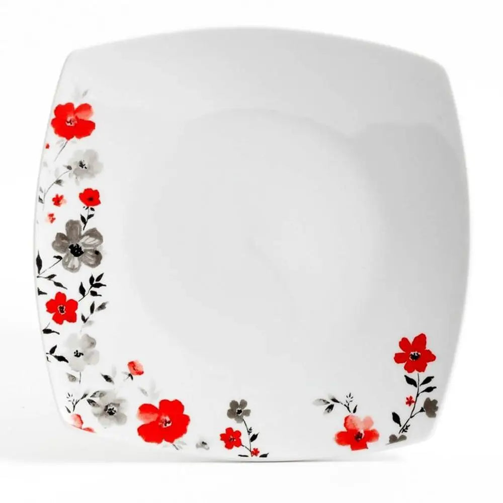 16pc Square Floral Ceramic Dinnerware Set