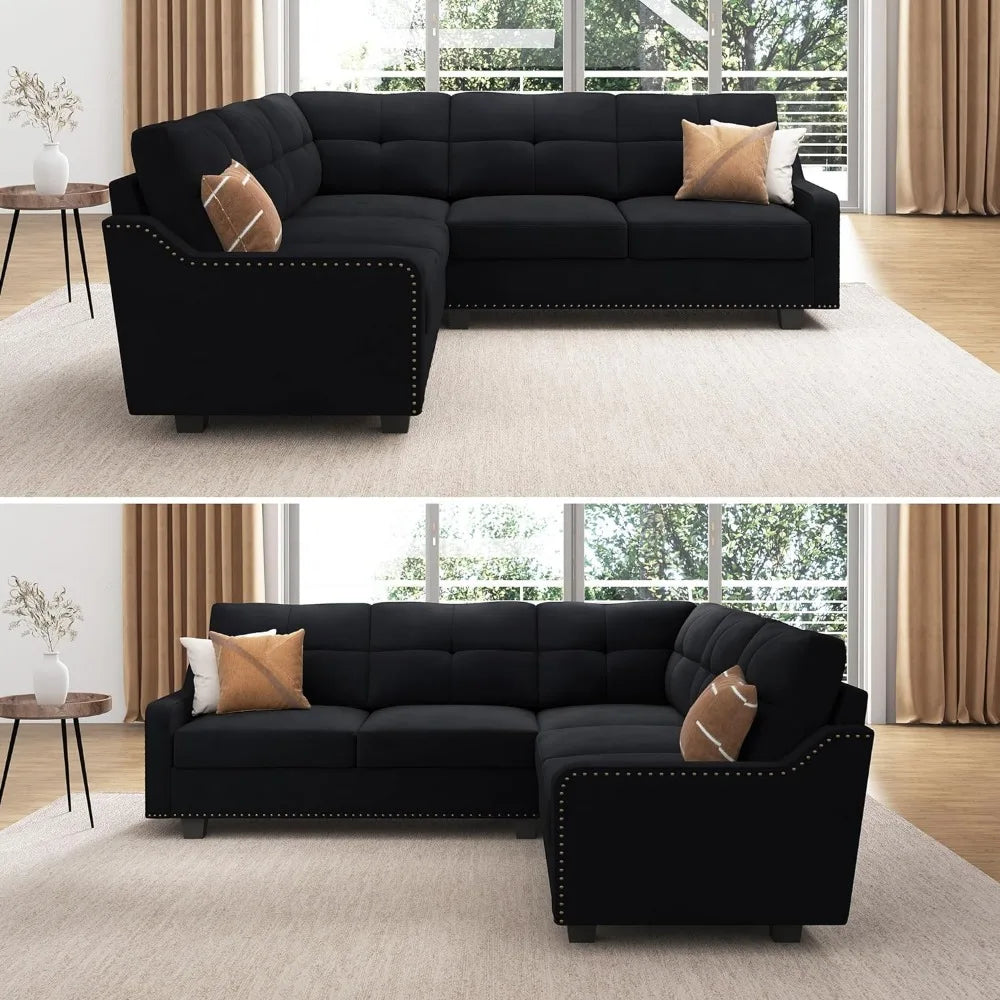 Velvet Convertible Sectional Sofa