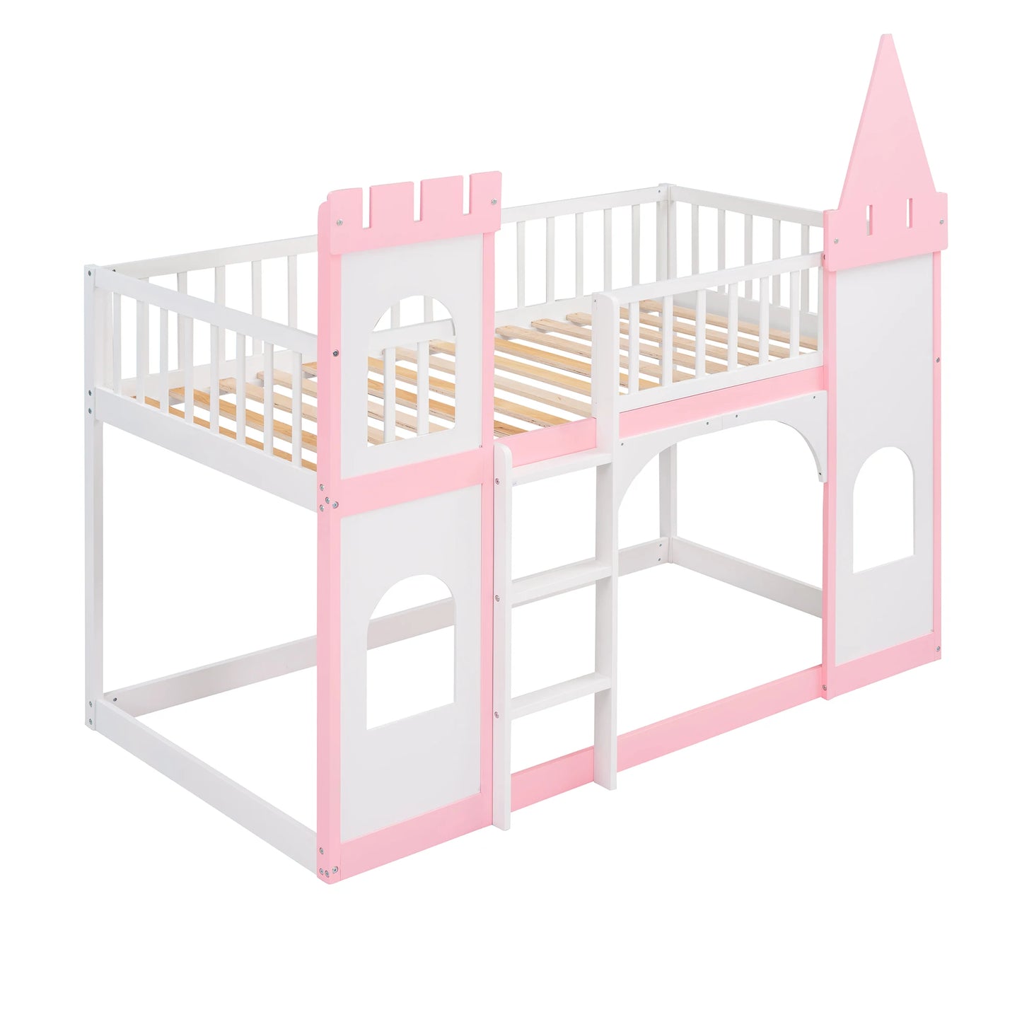 Twin Castle Bunk Bed with Ladder - Pink/Blue [US-W]