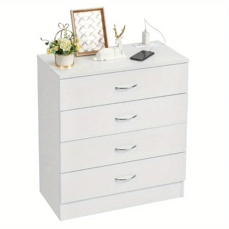 White 4-Drawer Dresser with USB