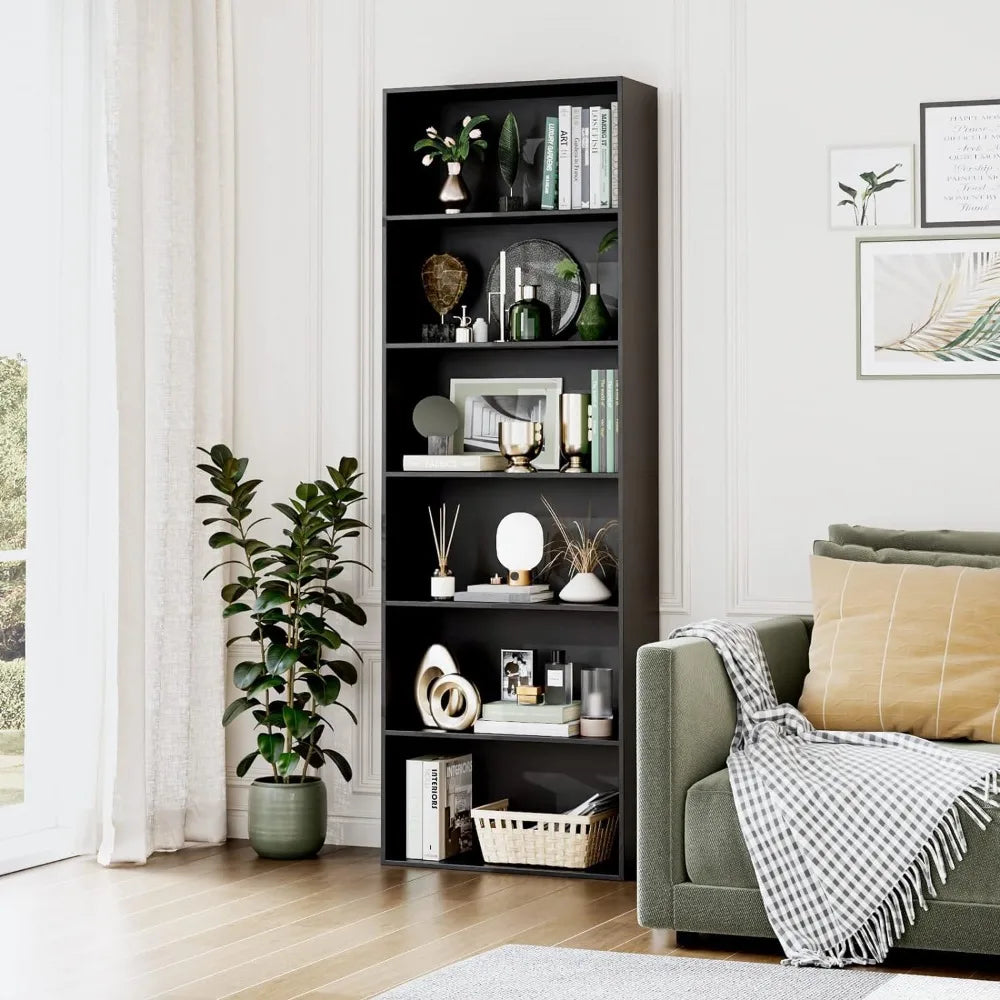 Tall 6 Shelf Open Bookcase