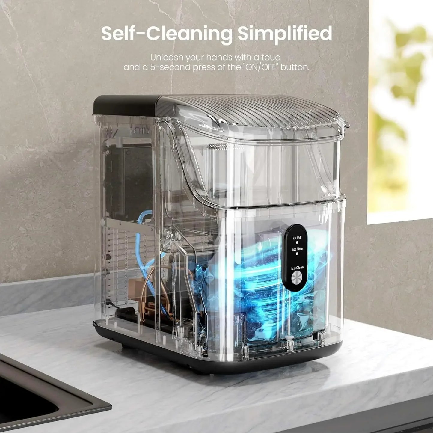 Self-Cleaning Counter Top Ice Maker