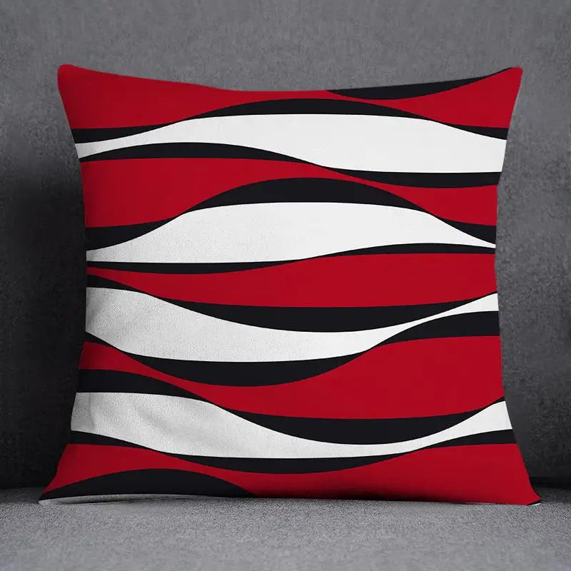 Red & Black Geometric Pillow Cover