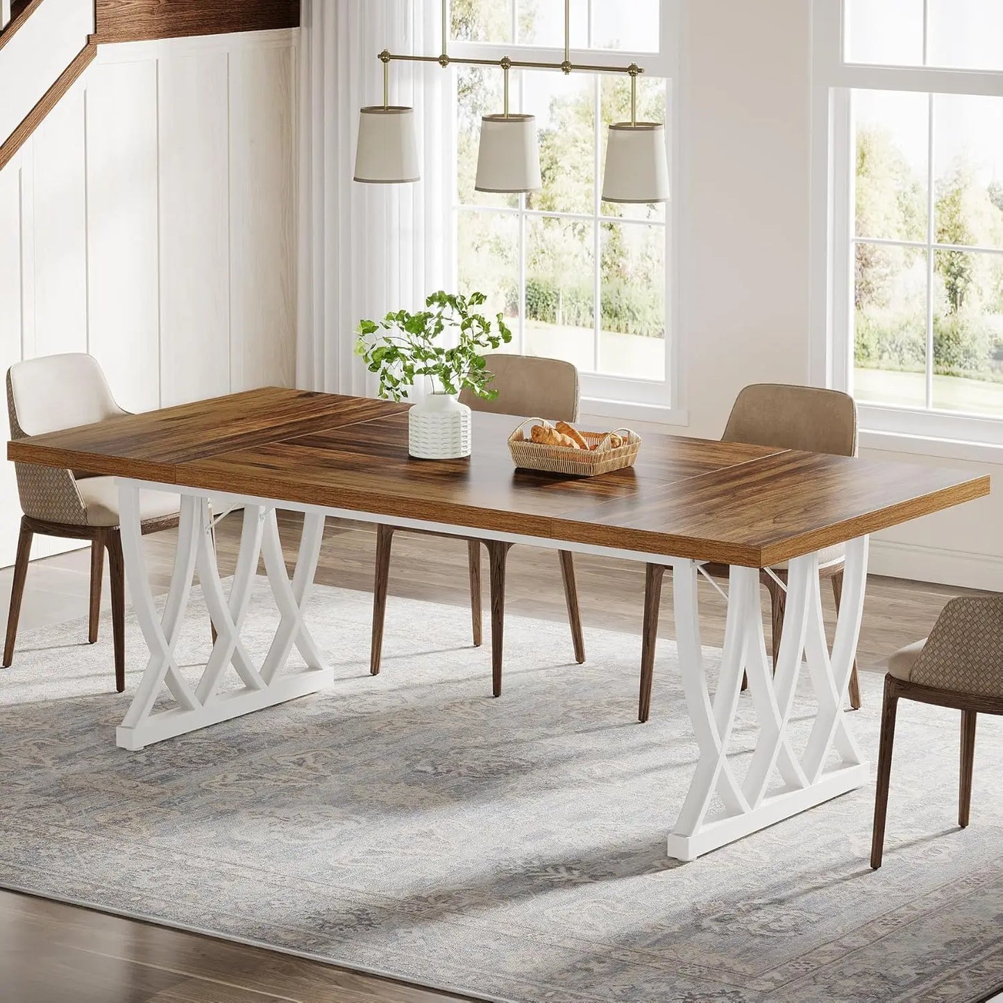 Heavy Duty Wood & Metal Frame Dining Table