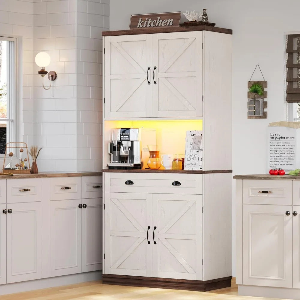 White Farmhouse Kitchen Pantry Cabinet