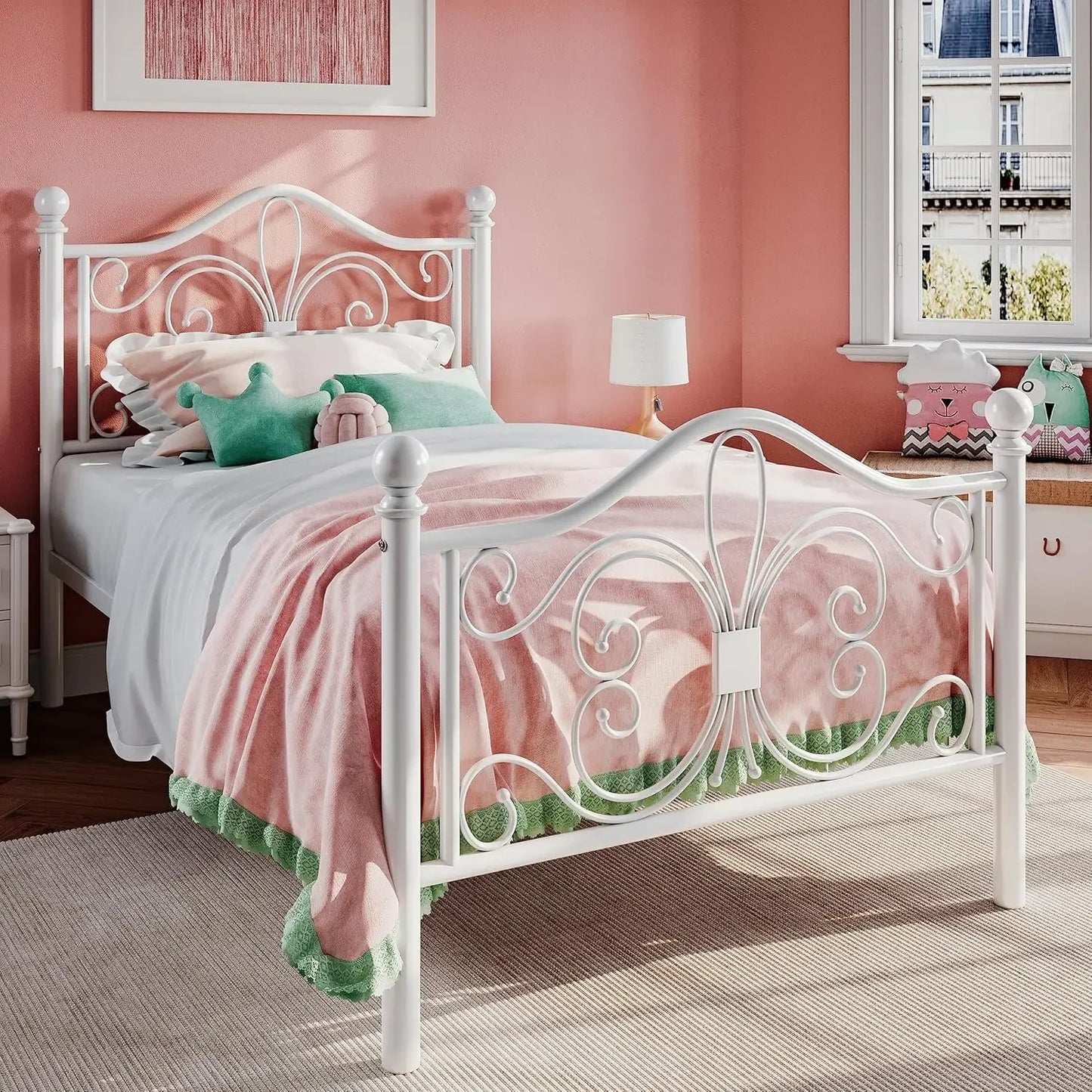 White Iron Twin Size Bed Frame