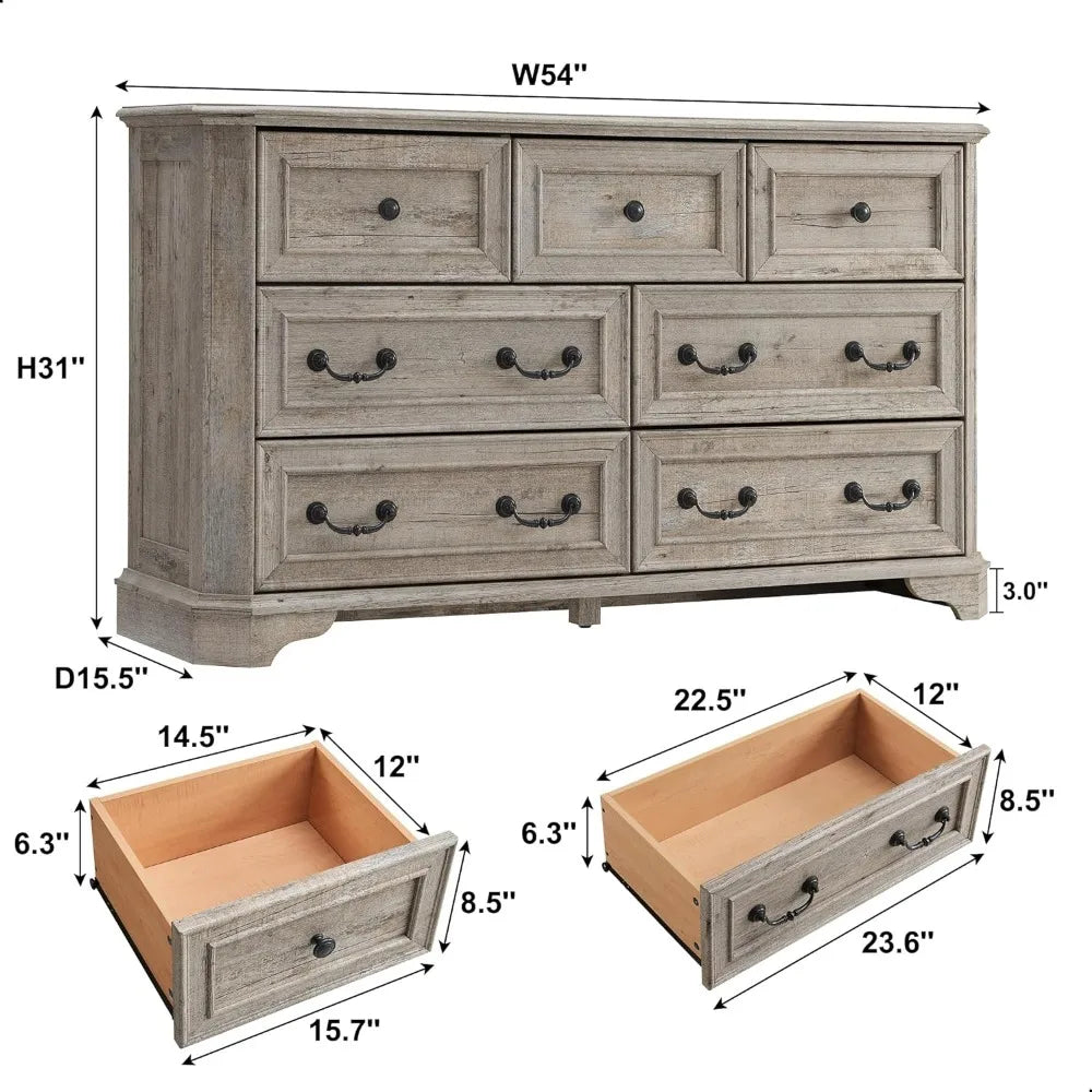 Farmhouse 7 Drawer Dresser