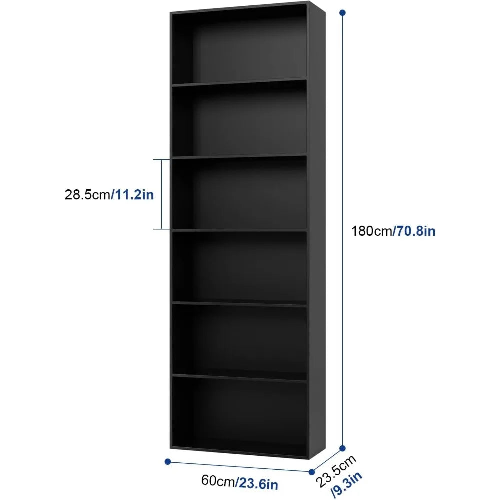 Tall 6 Shelf Open Bookcase