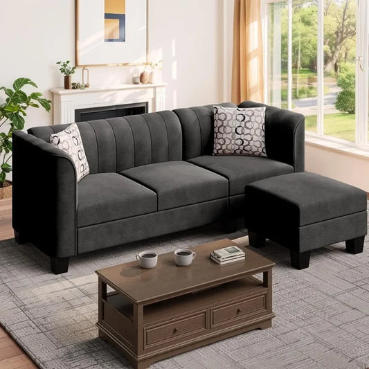 Dark Grey Convertible Sectional Sofa - 40841833709634