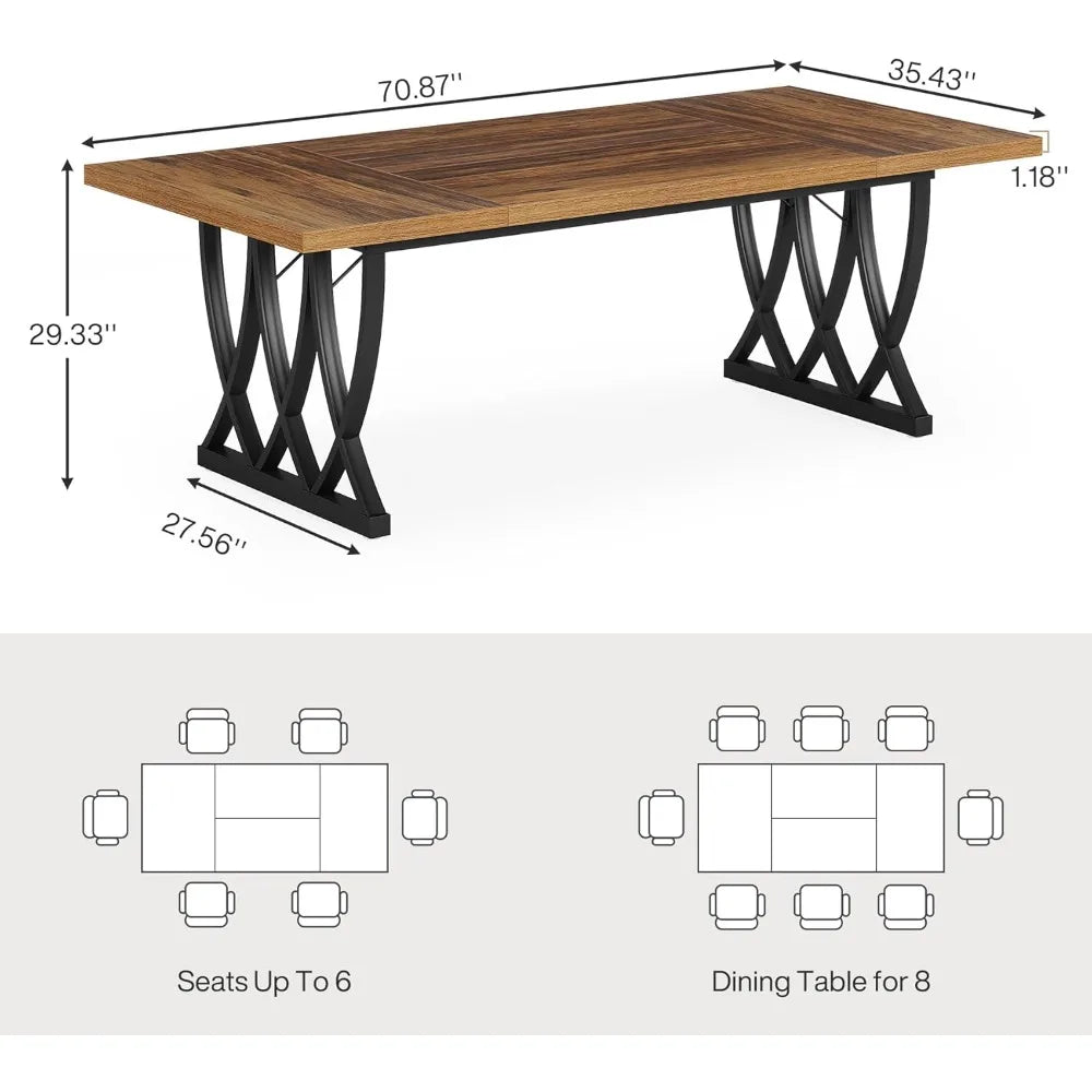 Heavy Duty Wood & Metal Frame Dining Table