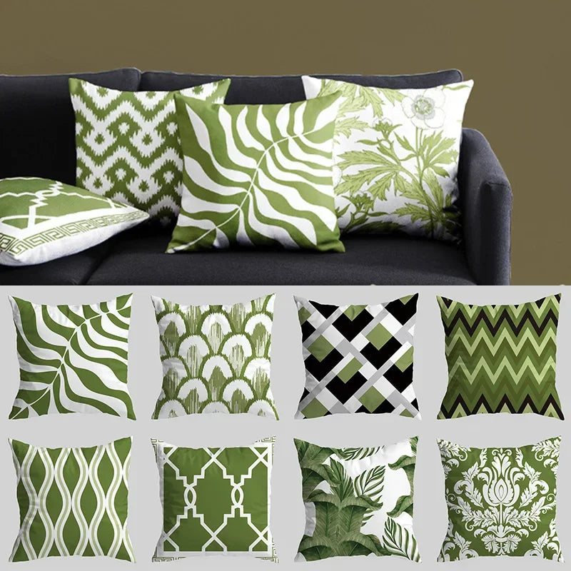 Green Nordic Style Throw Pillowcases