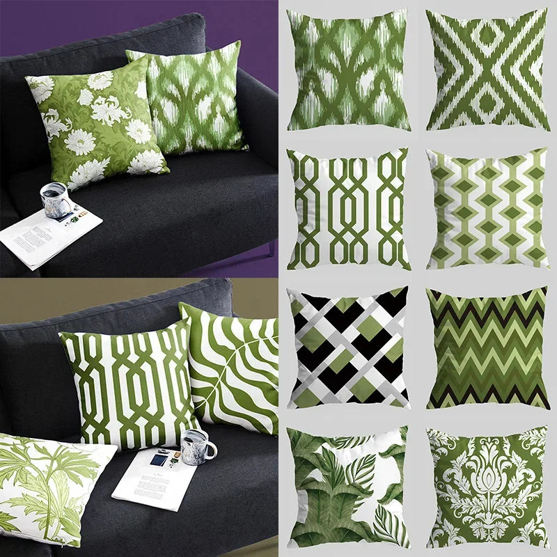 Green Nordic Style Throw Pillowcases