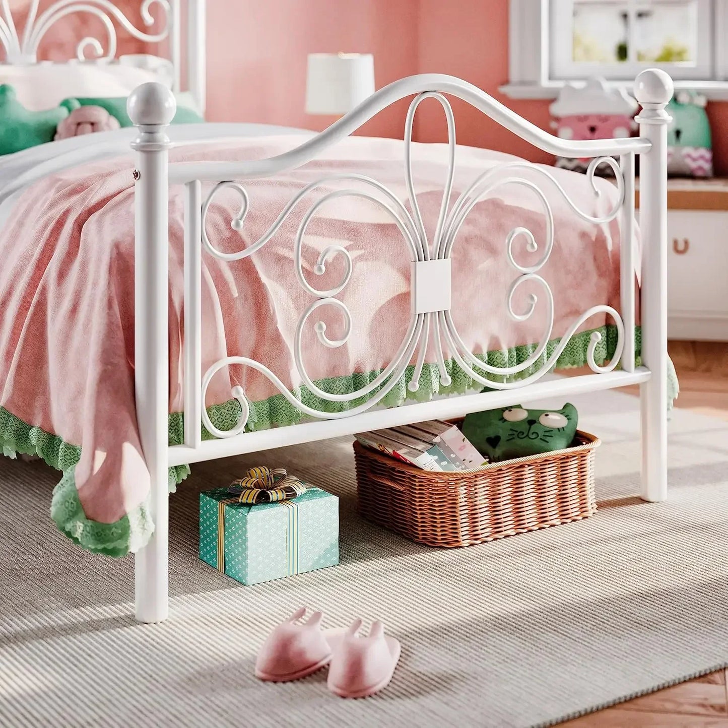 White Iron Twin Size Bed Frame