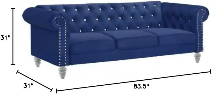 Glam Velvet Button Tufted Chesterfield Sofa