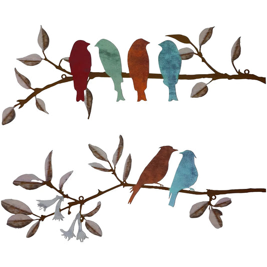 2Pcs Metal Birds on Branch Wall Art  - 40950992109634