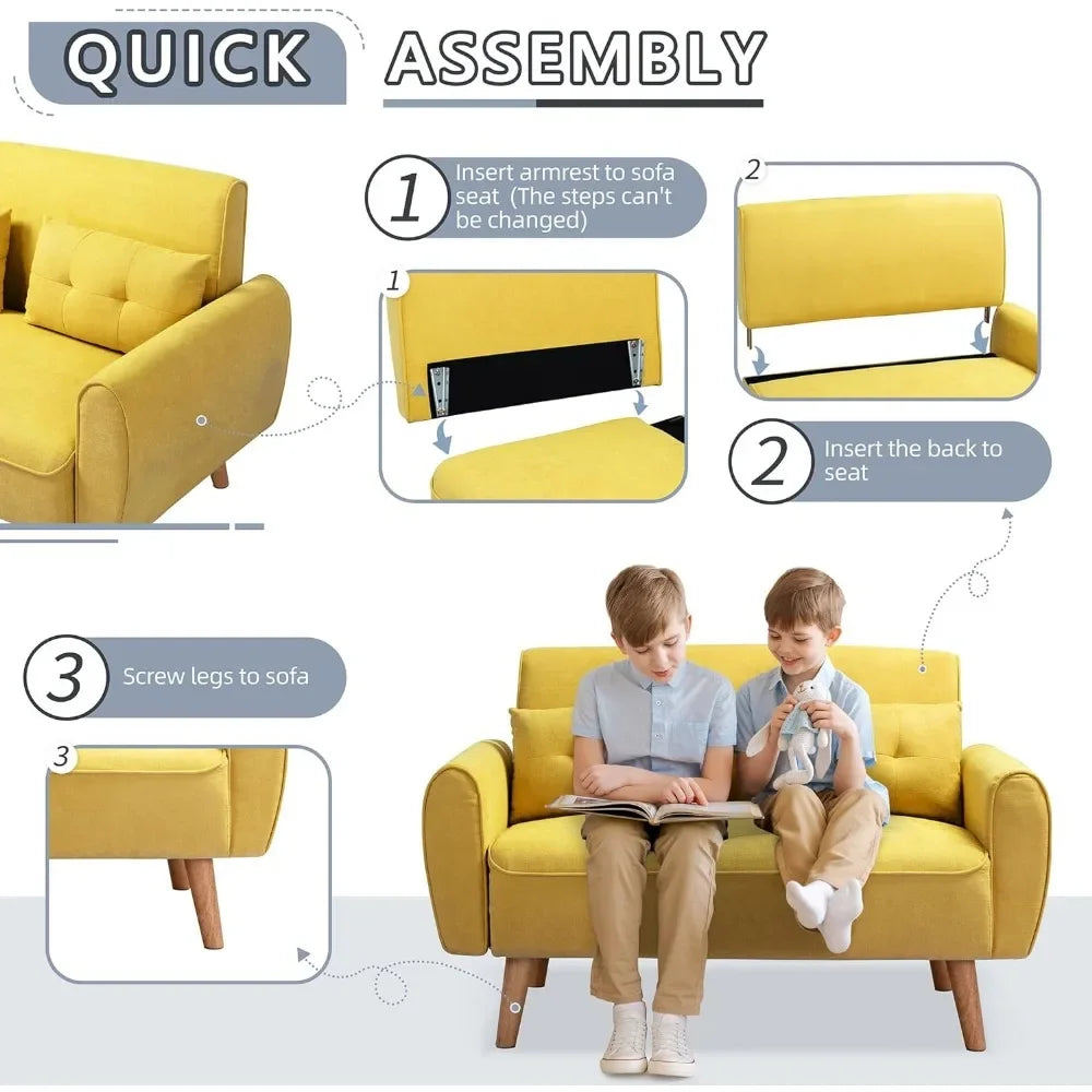 Yellow Modern Loveseat