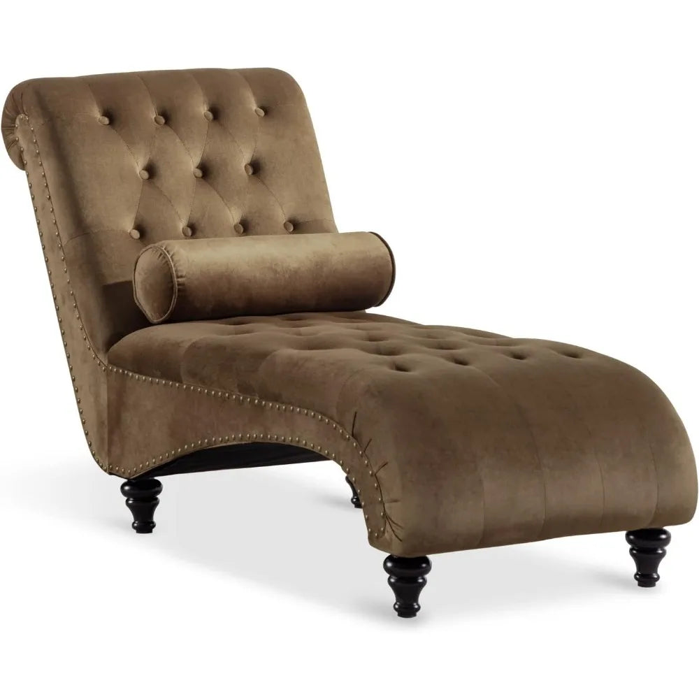 Velvet Button Tufted Recliner