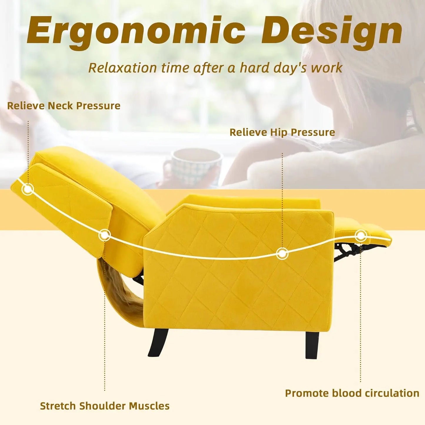 Yellow Push Back Recliner Chair