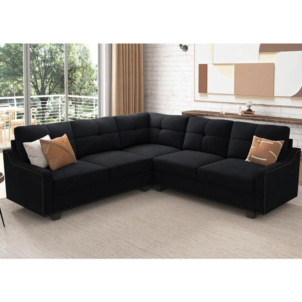 Velvet Convertible Sectional Sofa