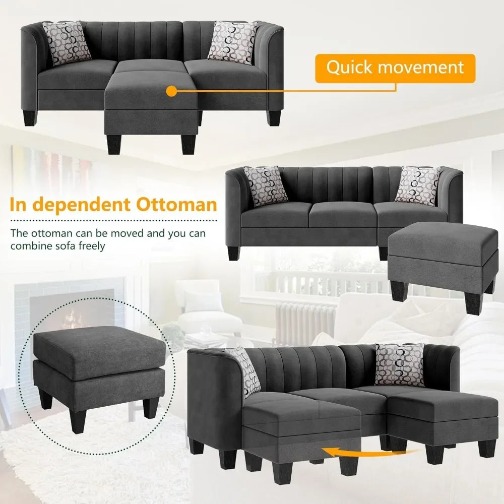 Charcoal Convertible Sectional Sofa