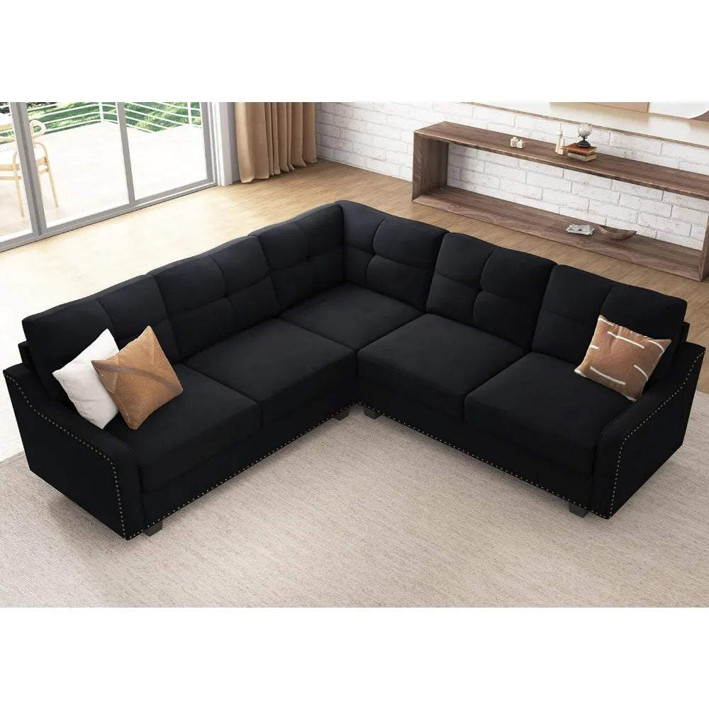 Velvet Convertible Sectional Sofa