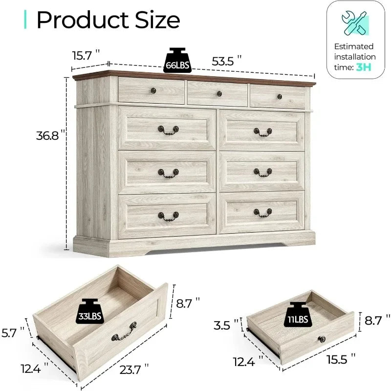 Linsy Home Farmhouse 9 Drawer Dresser